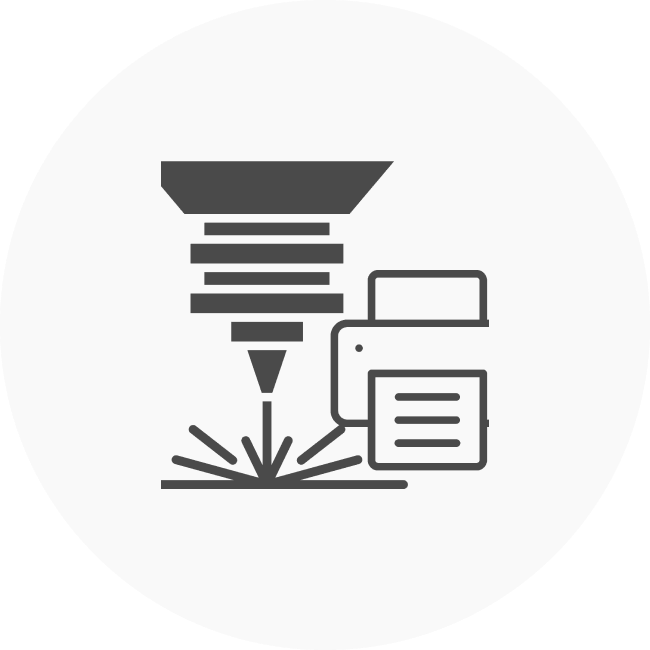 Icon of a laser cutting machine engraving materials.